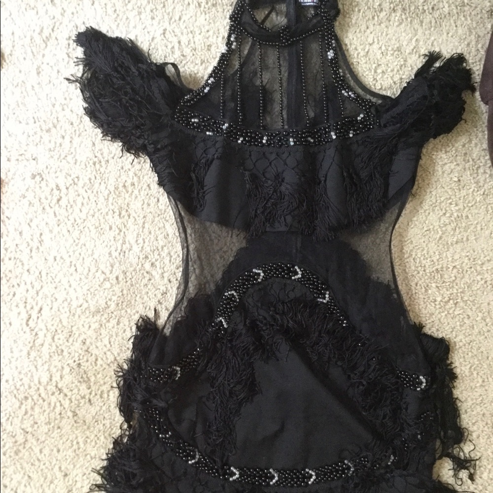 COPY - Black fringe abs sequin fashionnova dress